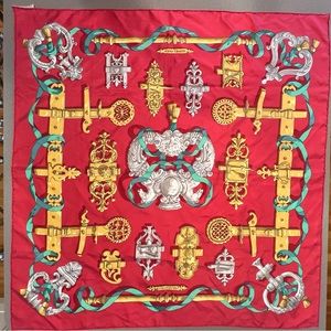 Hermes Ferronnerie Ironwork Carre Silk Scarf & Mini Hermes Scarf Book